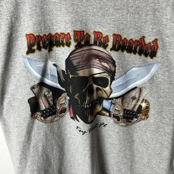Pirate T Shirt Vintage Y2K Adult Gray Medium M Graphic Tee - Picture 5 of 12